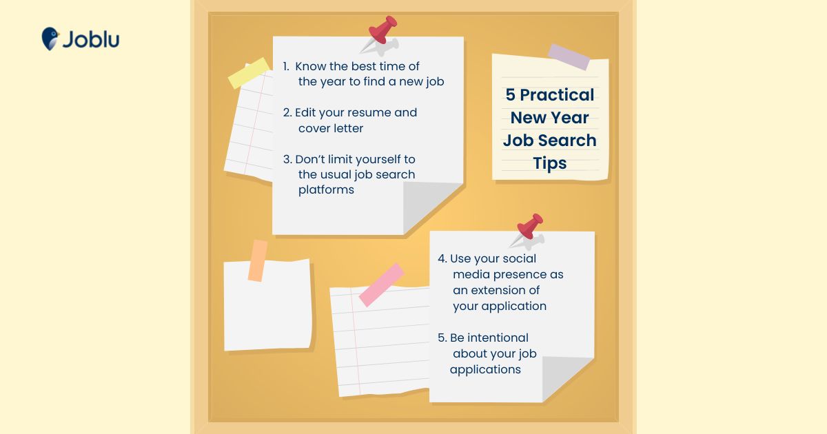 2023 new year job search tips infographics